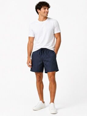 DSG Navy Shorts with Yellow Pinstripes-Waterproof for both casual and swim NWT S